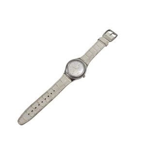 Swatch Irony Silver Watch – White Leather Band – Swiss Made